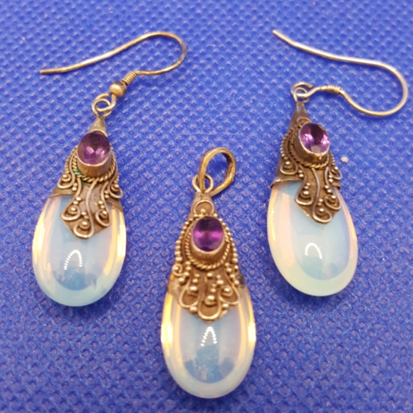 Amethyst and Opalite in SS Set - Picture 2 of 5